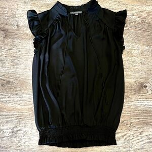 Adrianna Papell Black Ruffled Blouse Size S